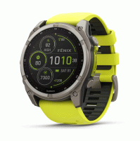 fēnix 8 – 51 mm, Solar, Sapphire Sapphire, Titanium with Amp yellow/graphite silicone band - 010-02907-21 - Garmin